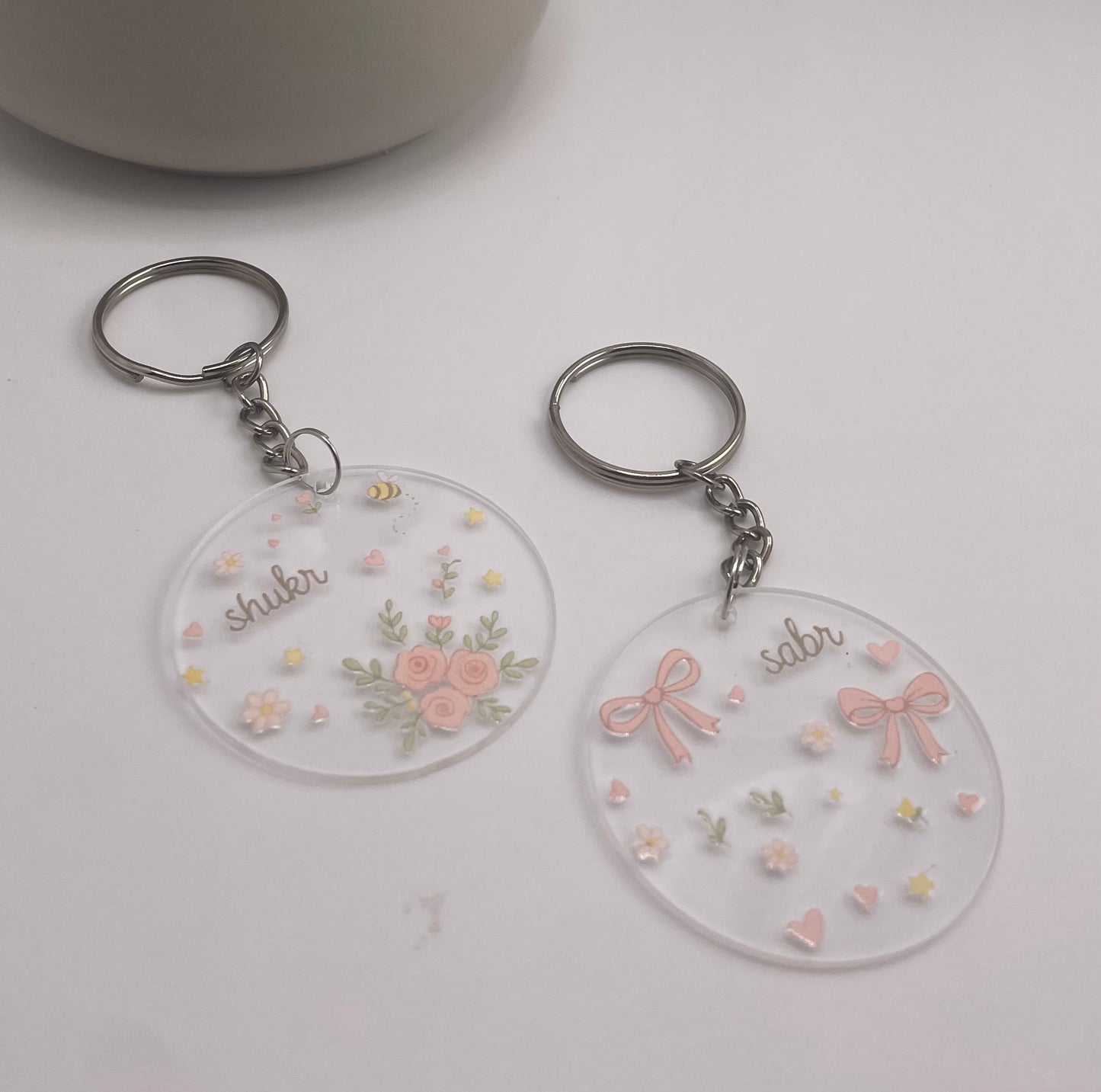Shukr & Sabr Acrylic Circle Keychain Set (2 Pack)
