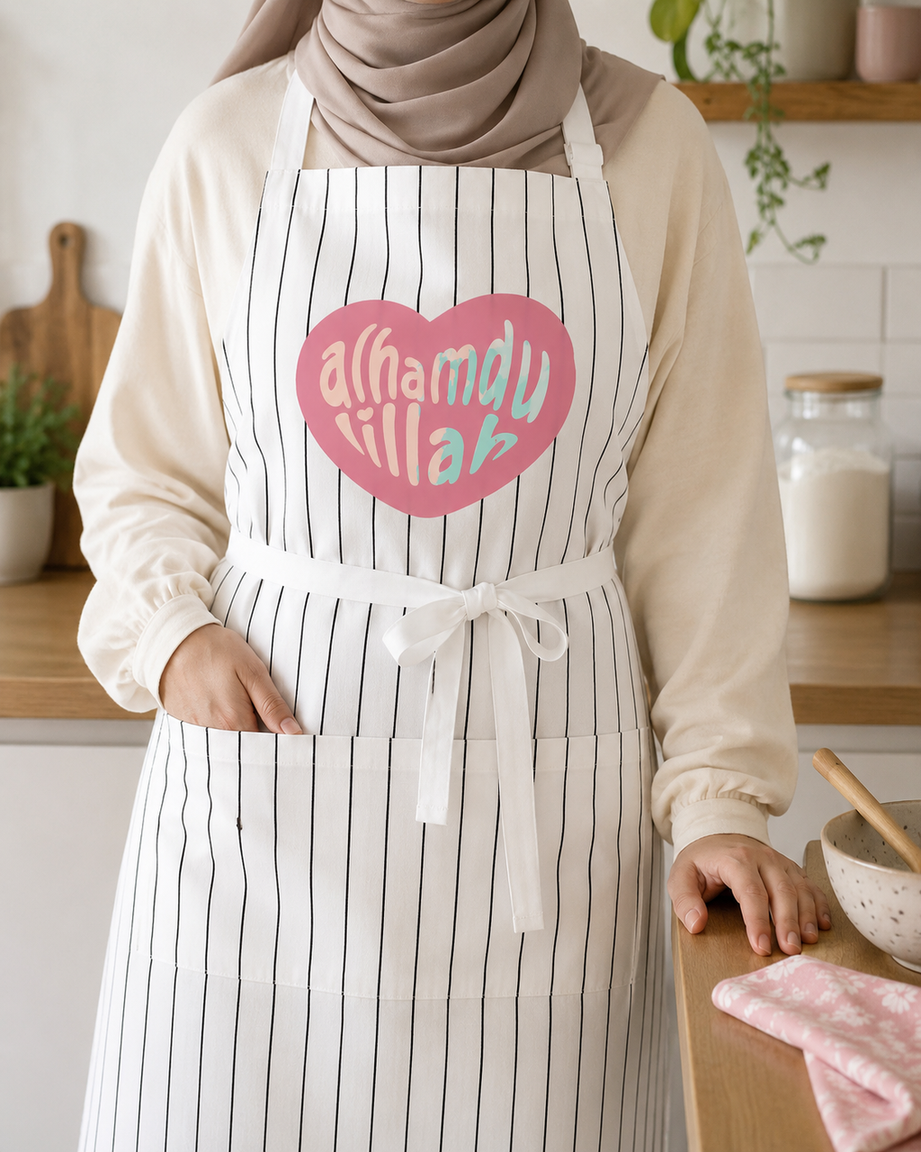 Alhamdulillah Heart Apron | Islamic Kitchen Apron