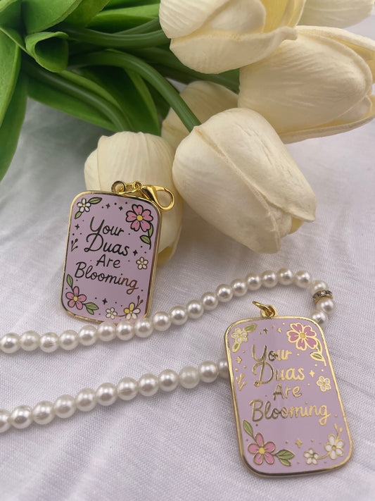 Your Duas Are Blooming Enamel Keychain